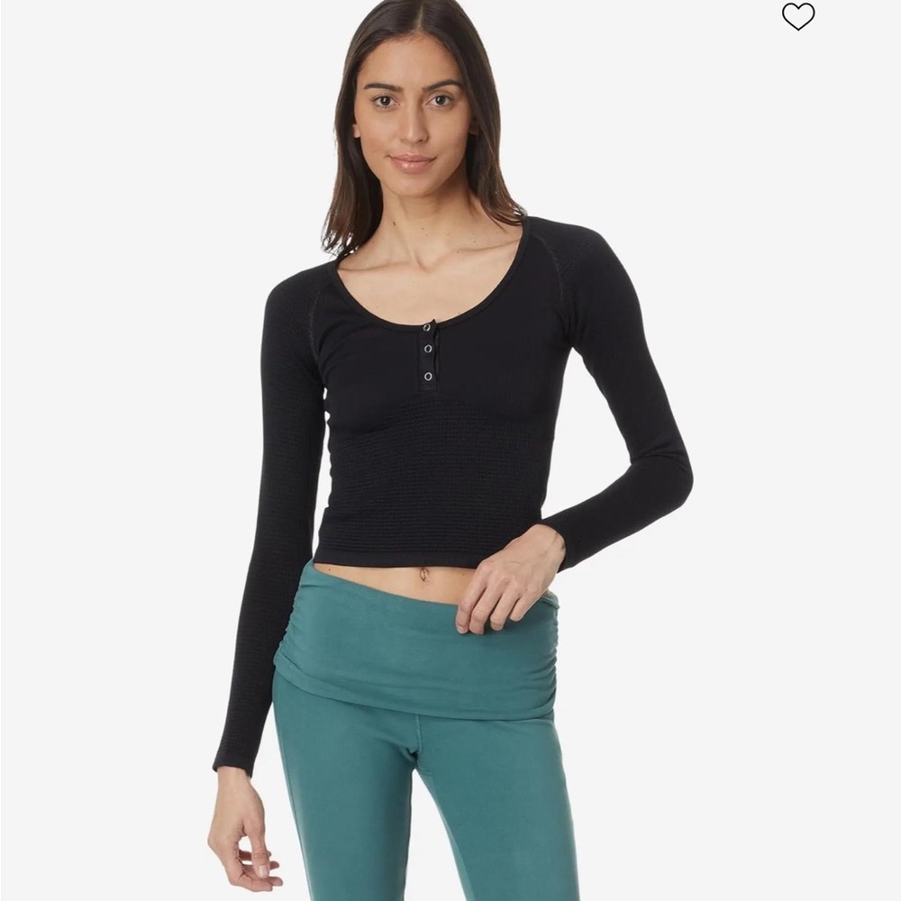 FP Movement by Free People Black Long Sleeve Crop Top